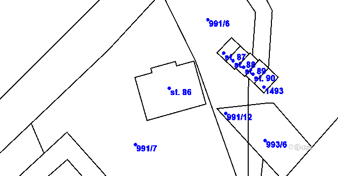 Parcela st. 86 v KÚ Rohozec u Tišnova, Katastrální mapa