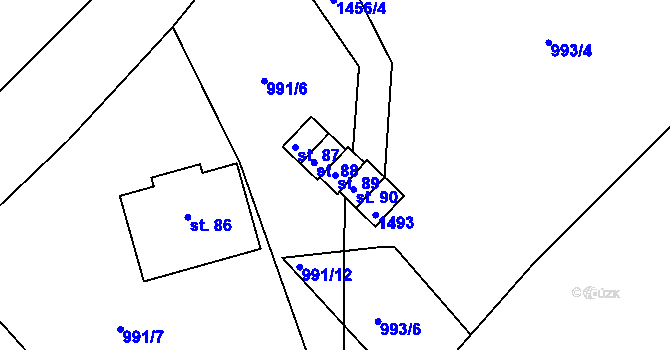 Parcela st. 89 v KÚ Rohozec u Tišnova, Katastrální mapa