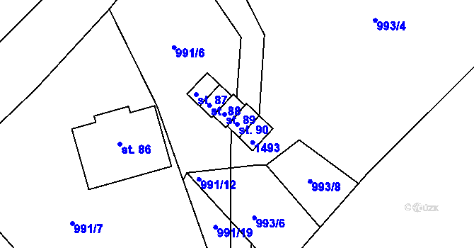 Parcela st. 90 v KÚ Rohozec u Tišnova, Katastrální mapa