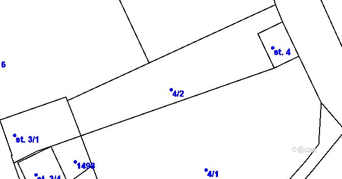 Parcela st. 4/2 v KÚ Rohozec u Tišnova, Katastrální mapa