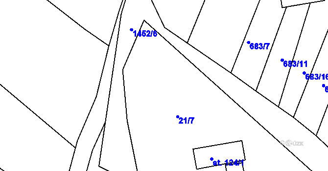 Parcela st. 21/3 v KÚ Rohozec u Tišnova, Katastrální mapa