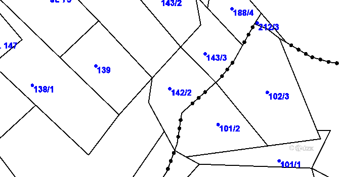 Parcela st. 142/2 v KÚ Rohozec u Tišnova, Katastrální mapa