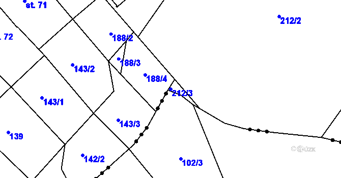 Parcela st. 212/3 v KÚ Rohozec u Tišnova, Katastrální mapa