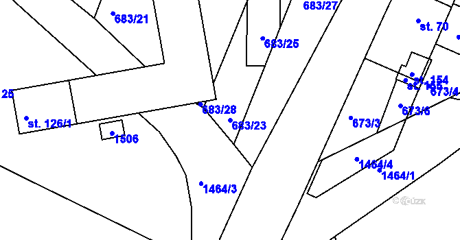 Parcela st. 683/23 v KÚ Rohozec u Tišnova, Katastrální mapa