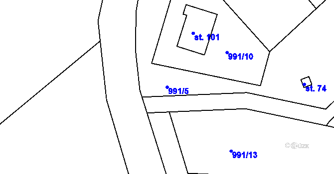 Parcela st. 991/5 v KÚ Rohozec u Tišnova, Katastrální mapa