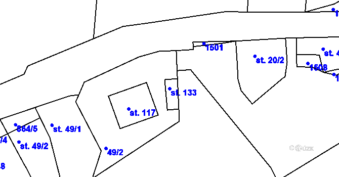 Parcela st. 133 v KÚ Rohozec u Tišnova, Katastrální mapa
