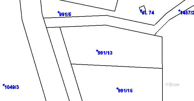 Parcela st. 991/13 v KÚ Rohozec u Tišnova, Katastrální mapa