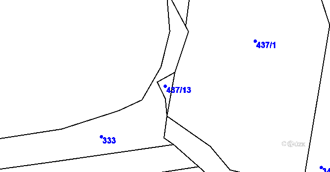 Parcela st. 437/13 v KÚ Rohozec u Tišnova, Katastrální mapa