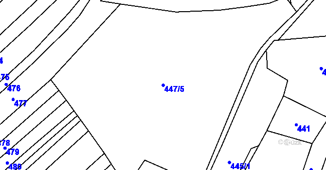 Parcela st. 447/5 v KÚ Rohozec u Tišnova, Katastrální mapa