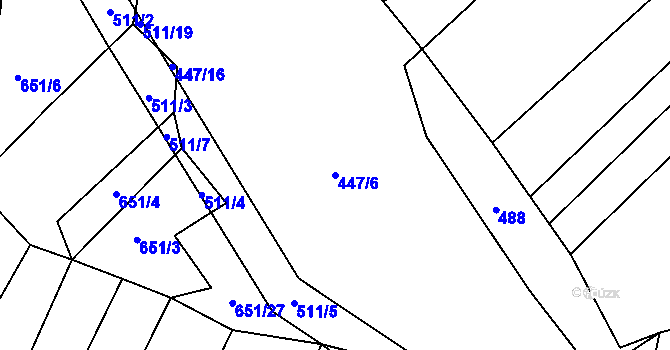 Parcela st. 447/6 v KÚ Rohozec u Tišnova, Katastrální mapa