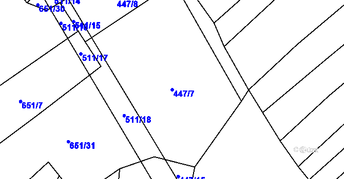 Parcela st. 447/7 v KÚ Rohozec u Tišnova, Katastrální mapa