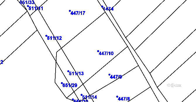 Parcela st. 447/10 v KÚ Rohozec u Tišnova, Katastrální mapa