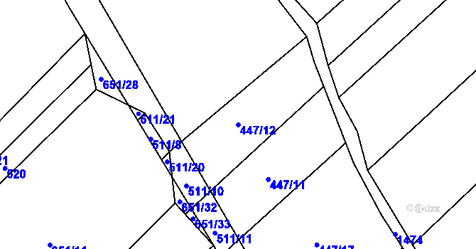 Parcela st. 447/12 v KÚ Rohozec u Tišnova, Katastrální mapa