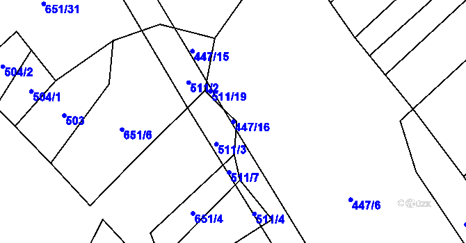 Parcela st. 447/16 v KÚ Rohozec u Tišnova, Katastrální mapa
