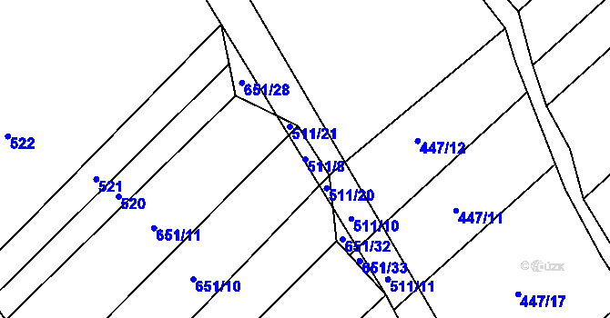 Parcela st. 511/8 v KÚ Rohozec u Tišnova, Katastrální mapa