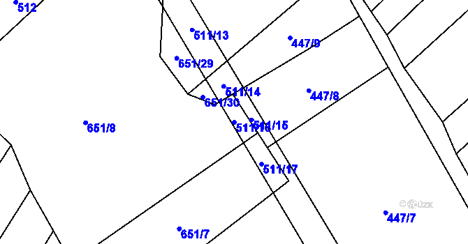Parcela st. 511/16 v KÚ Rohozec u Tišnova, Katastrální mapa