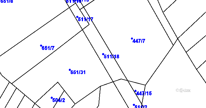 Parcela st. 511/18 v KÚ Rohozec u Tišnova, Katastrální mapa