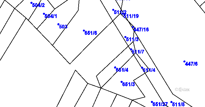 Parcela st. 651/5 v KÚ Rohozec u Tišnova, Katastrální mapa