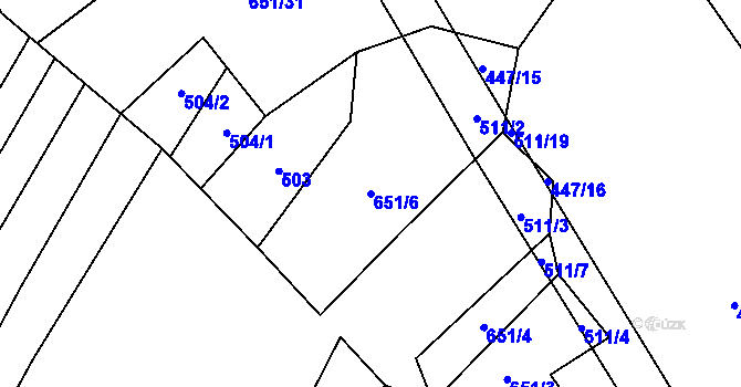 Parcela st. 651/6 v KÚ Rohozec u Tišnova, Katastrální mapa