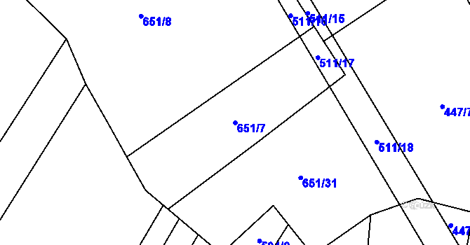 Parcela st. 651/7 v KÚ Rohozec u Tišnova, Katastrální mapa