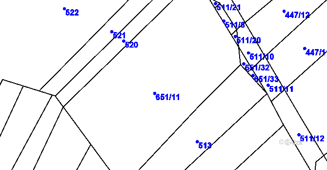 Parcela st. 651/10 v KÚ Rohozec u Tišnova, Katastrální mapa