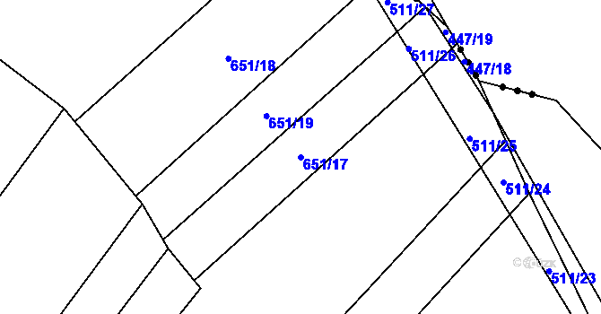 Parcela st. 651/17 v KÚ Rohozec u Tišnova, Katastrální mapa