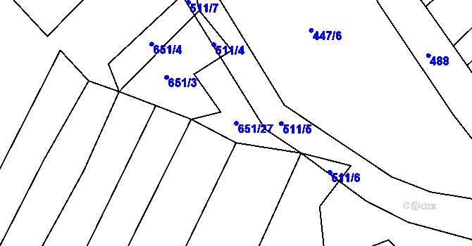 Parcela st. 651/27 v KÚ Rohozec u Tišnova, Katastrální mapa