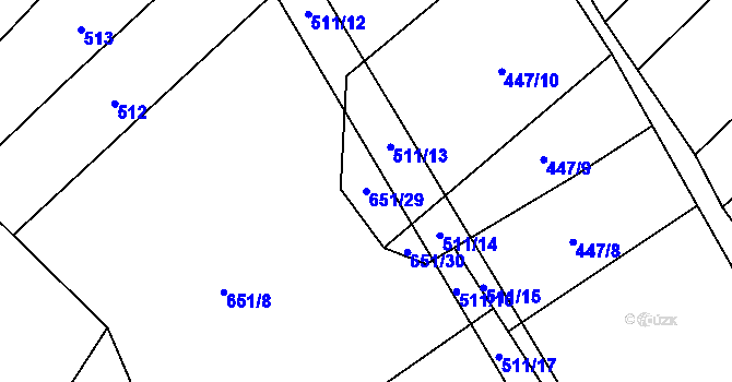 Parcela st. 651/29 v KÚ Rohozec u Tišnova, Katastrální mapa