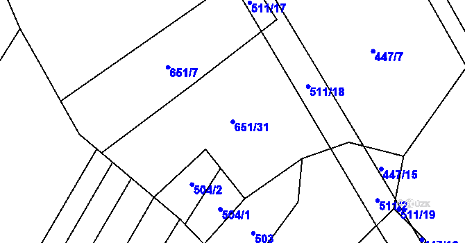 Parcela st. 651/31 v KÚ Rohozec u Tišnova, Katastrální mapa