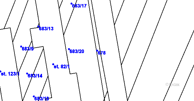 Parcela st. 678 v KÚ Rohozec u Tišnova, Katastrální mapa