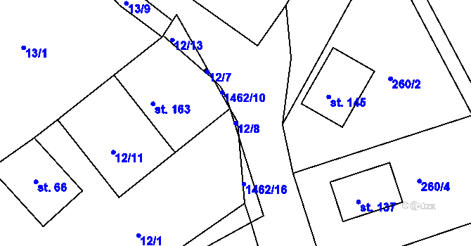Parcela st. 12/8 v KÚ Rohozec u Tišnova, Katastrální mapa