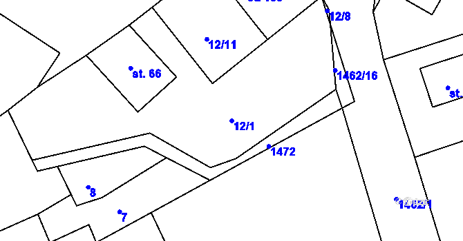 Parcela st. 12/1 v KÚ Rohozec u Tišnova, Katastrální mapa