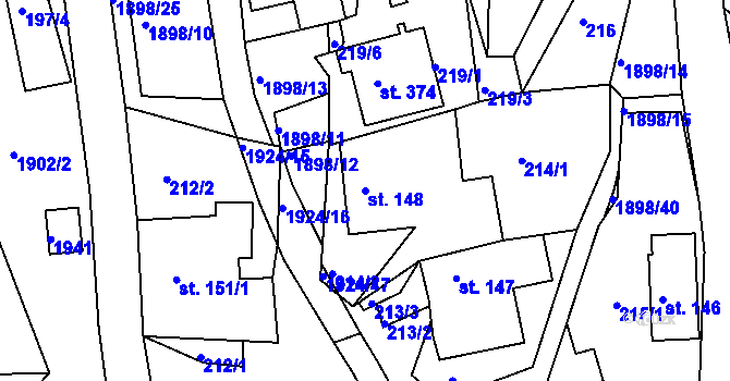 Parcela st. 148 v KÚ Rohozná u Poličky, Katastrální mapa