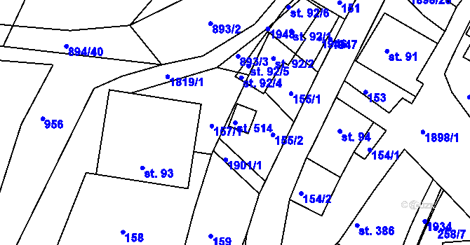 Parcela st. 514 v KÚ Rohozná u Poličky, Katastrální mapa