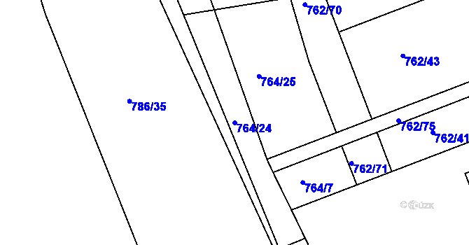 Parcela st. 764/24 v KÚ Rohozná u Poličky, Katastrální mapa