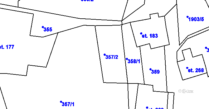 Parcela st. 357/2 v KÚ Rohozná u Poličky, Katastrální mapa