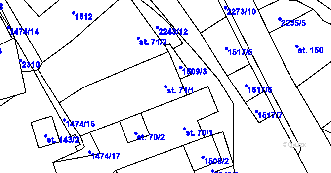 Parcela st. 71/1 v KÚ Rohozná u Jihlavy, Katastrální mapa