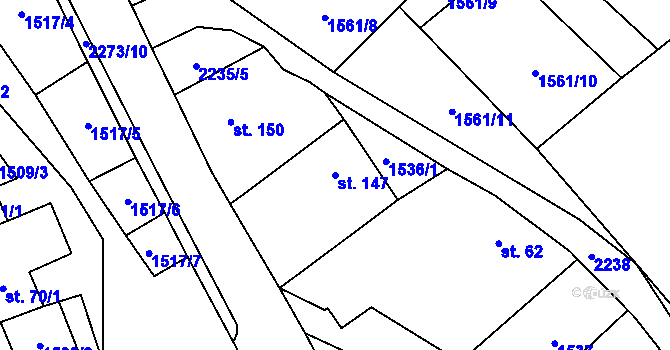Parcela st. 147 v KÚ Rohozná u Jihlavy, Katastrální mapa