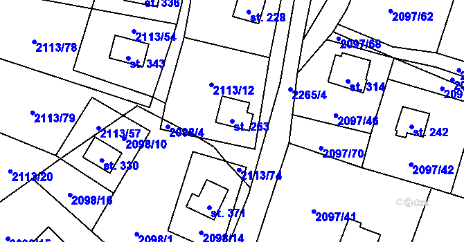 Parcela st. 263 v KÚ Rohozná u Jihlavy, Katastrální mapa