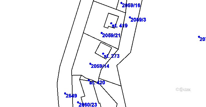 Parcela st. 273 v KÚ Rohozná u Jihlavy, Katastrální mapa