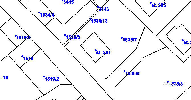 Parcela st. 297 v KÚ Rohozná u Jihlavy, Katastrální mapa
