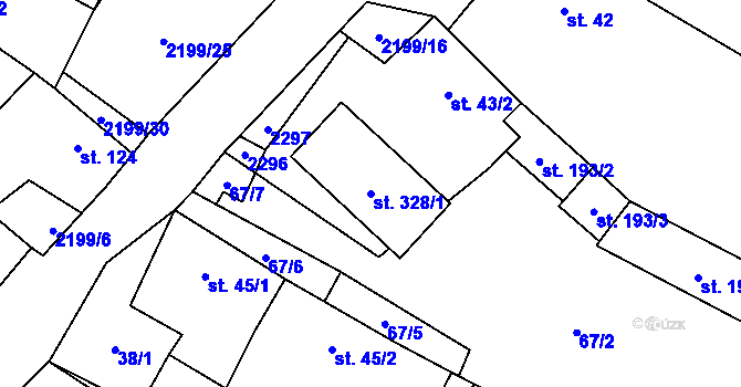 Parcela st. 328/1 v KÚ Rohozná u Jihlavy, Katastrální mapa