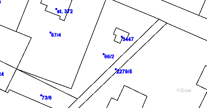 Parcela st. 66/2 v KÚ Rohozná u Jihlavy, Katastrální mapa