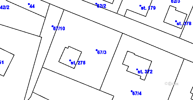 Parcela st. 67/3 v KÚ Rohozná u Jihlavy, Katastrální mapa