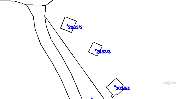 Parcela st. 2033/3 v KÚ Rohozná u Jihlavy, Katastrální mapa