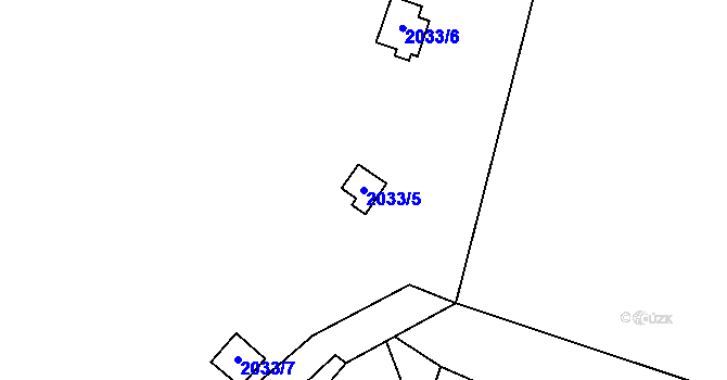 Parcela st. 2033/5 v KÚ Rohozná u Jihlavy, Katastrální mapa