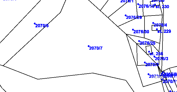 Parcela st. 2070/7 v KÚ Rohozná u Jihlavy, Katastrální mapa