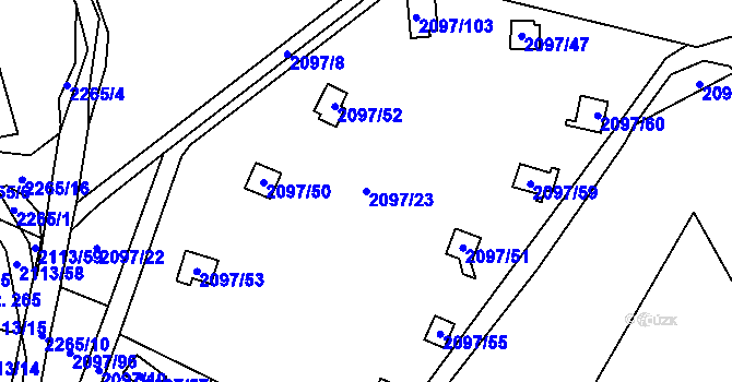 Parcela st. 2097/23 v KÚ Rohozná u Jihlavy, Katastrální mapa
