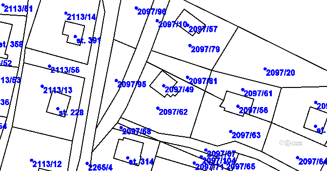 Parcela st. 2097/49 v KÚ Rohozná u Jihlavy, Katastrální mapa