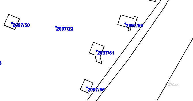 Parcela st. 2097/51 v KÚ Rohozná u Jihlavy, Katastrální mapa